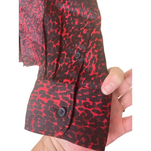 NWT Talbots Button Up Blouse Red Animal Print Size‎ 4P - Picture 10 of 16